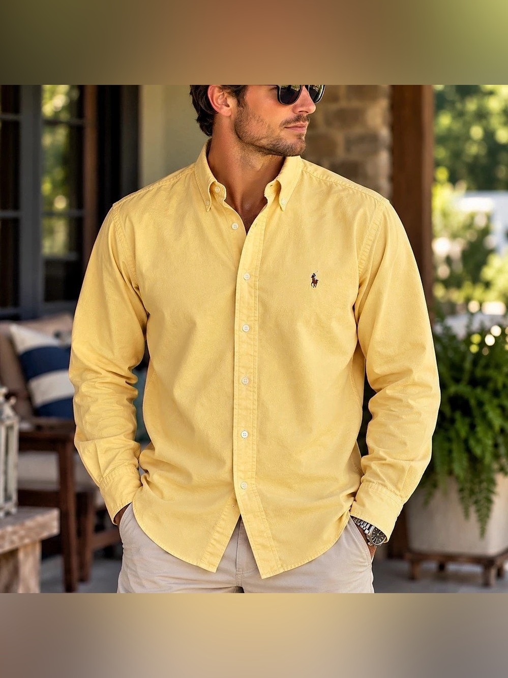 Ralph Lauren Men’s Yellow Classic Fit Oxford Button Down Shirt XL